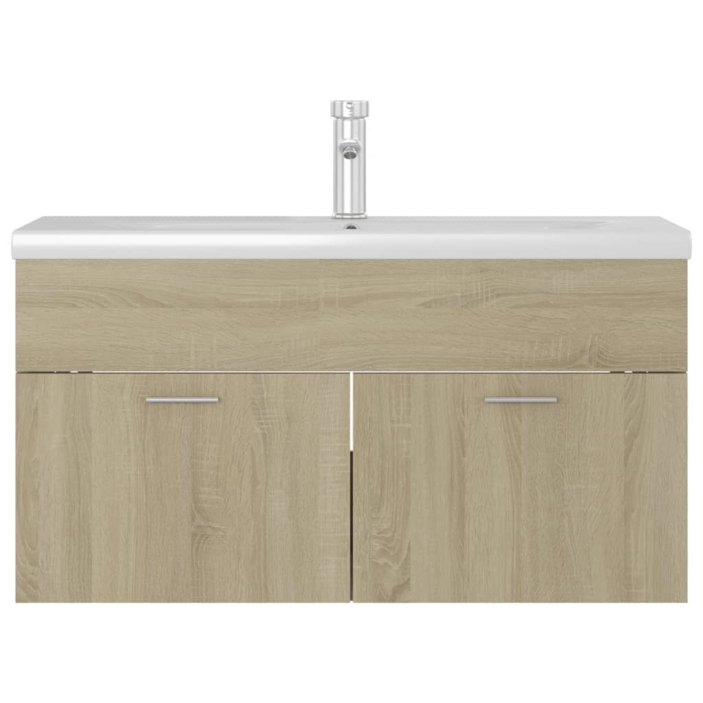 Sink Cabinet with Built-in Basin Sonoma Oak Engineered Wood