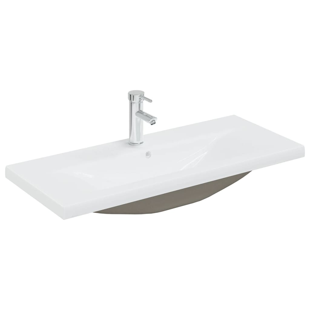 Sink Cabinet with Built-in Basin High Gloss Grey Engineered Wood