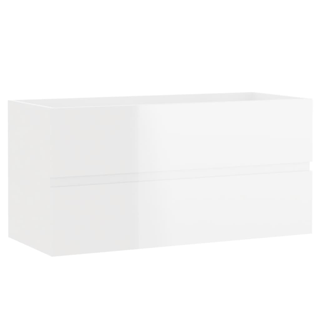 Sink Cabinet with Built-in Basin High Gloss White Engineered Wood