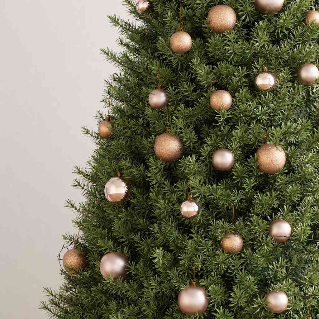 120 Piece Christmas Ball Set with Peak and 300 LEDs Rose Gold