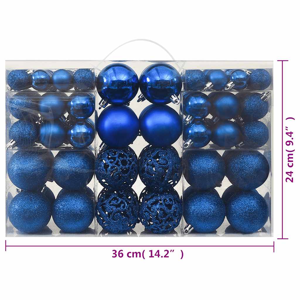 100 Piece Christmas Ball Set Blue