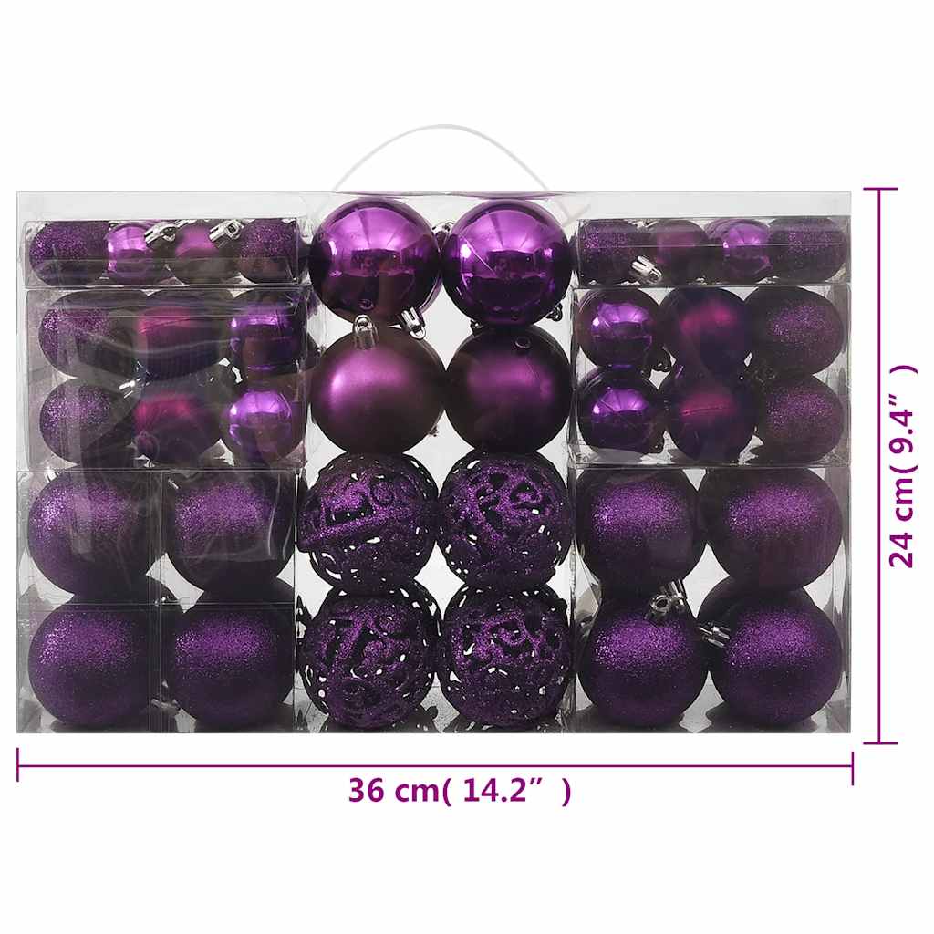 100 Piece Christmas Ball Set Purple