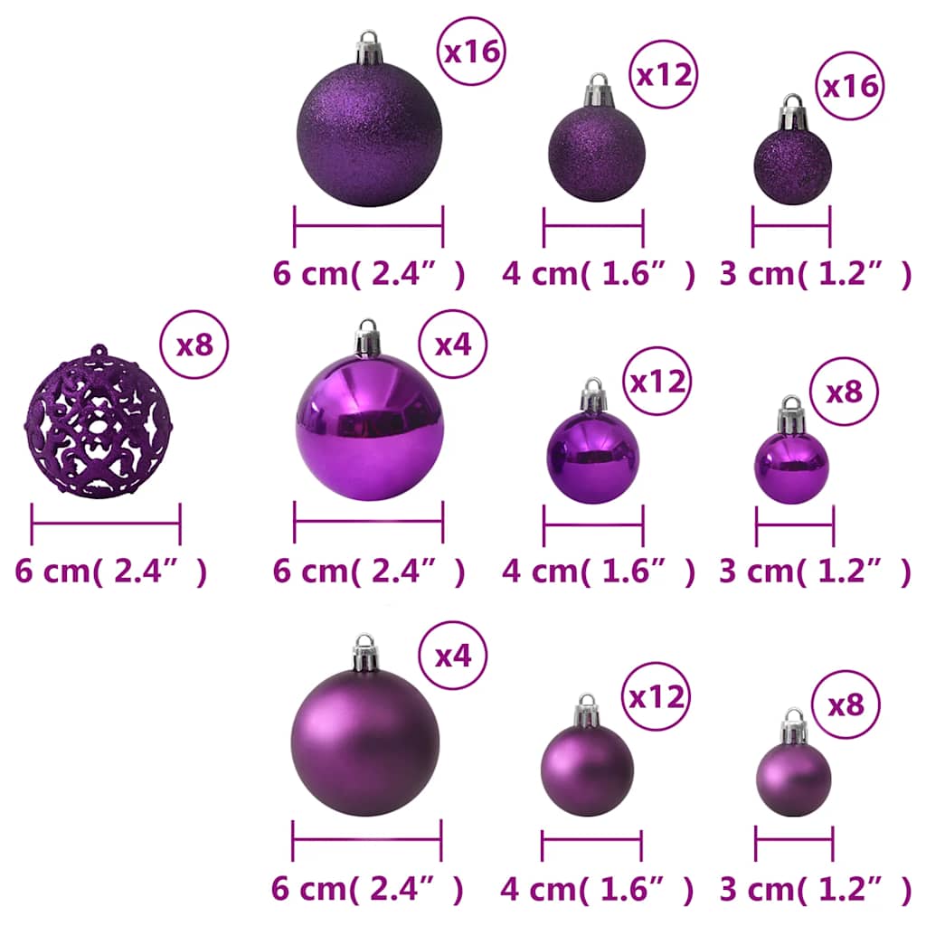 100 Piece Christmas Ball Set Purple