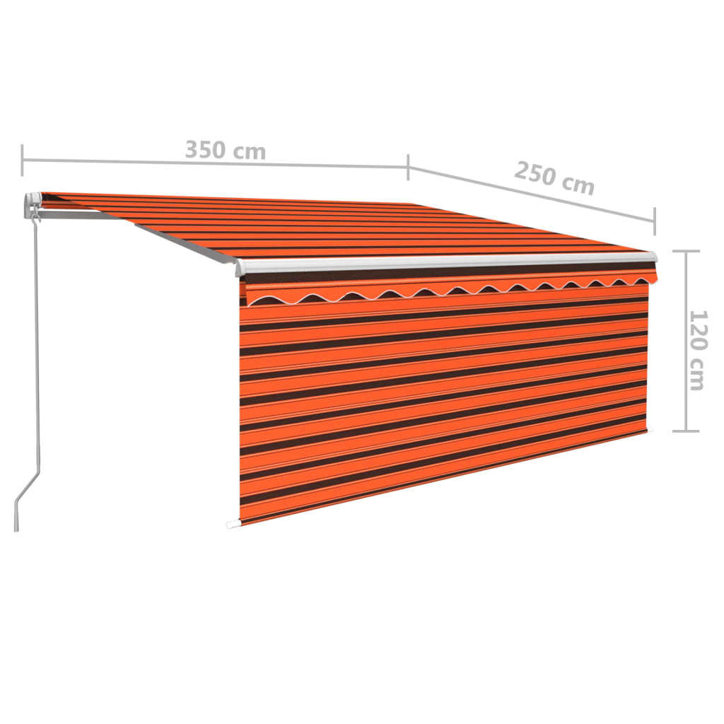 Manual Retractable Awning with Blind 3.5x2.5m Orange&Brown