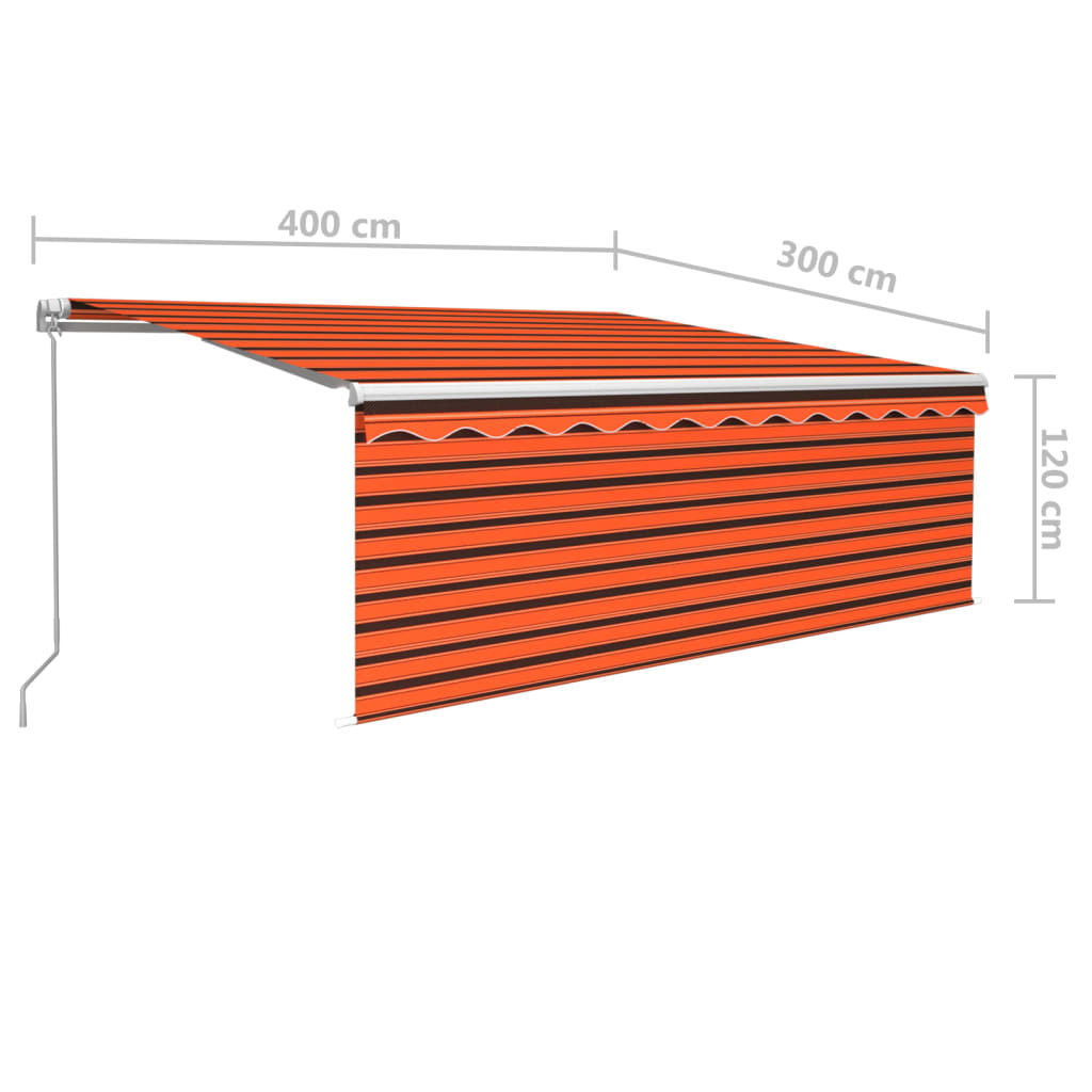 Manual Retractable Awning with Blind&LED 4x3m Orange&Brown