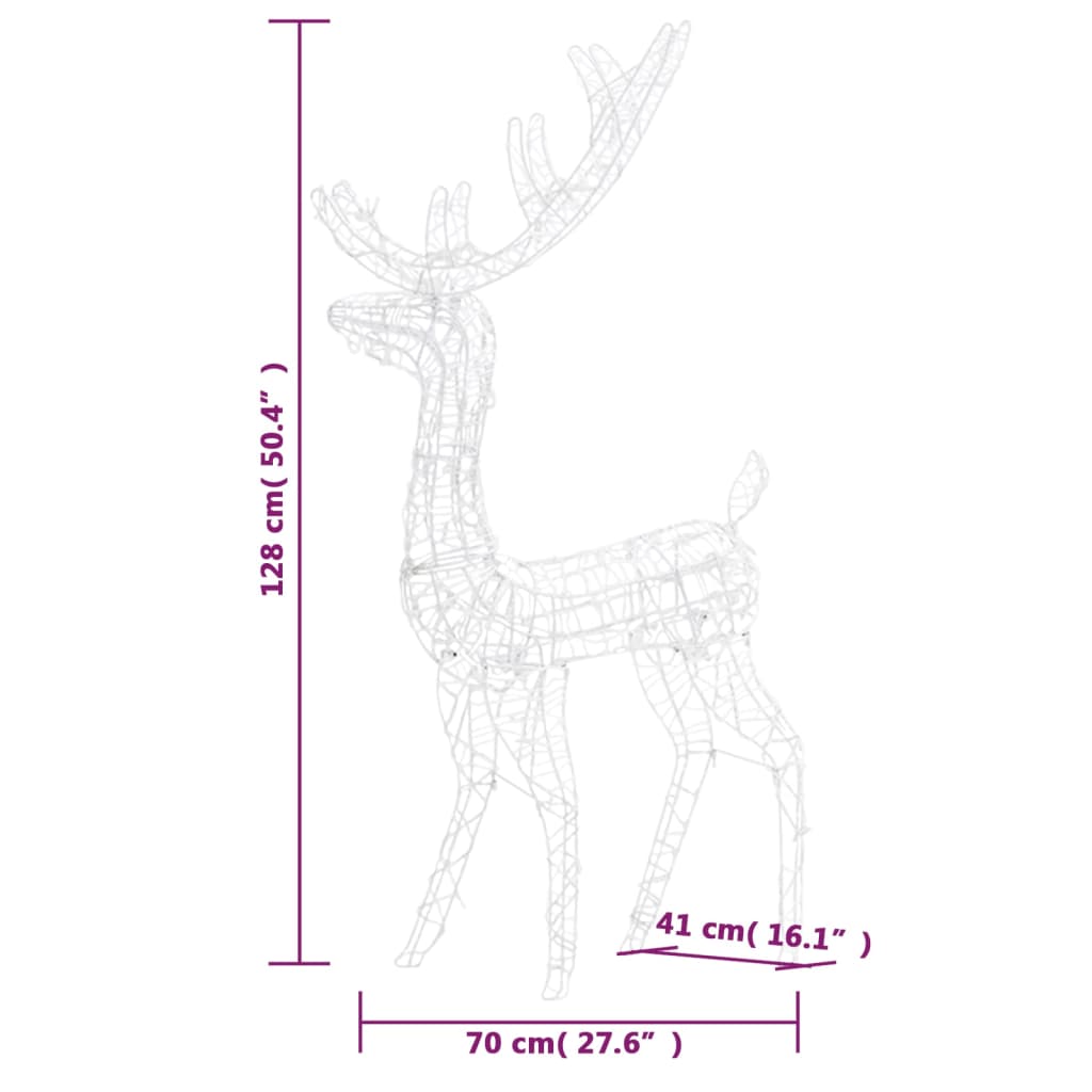Acrylic Reindeer Christmas Decoration 140 LEDs 120cm Colourful