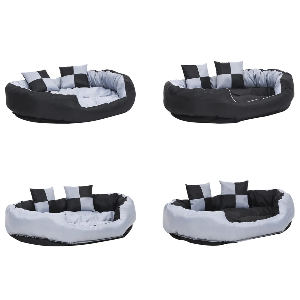 Reversible & Washable Dog Cushion Grey and Black 110x80x23 cm