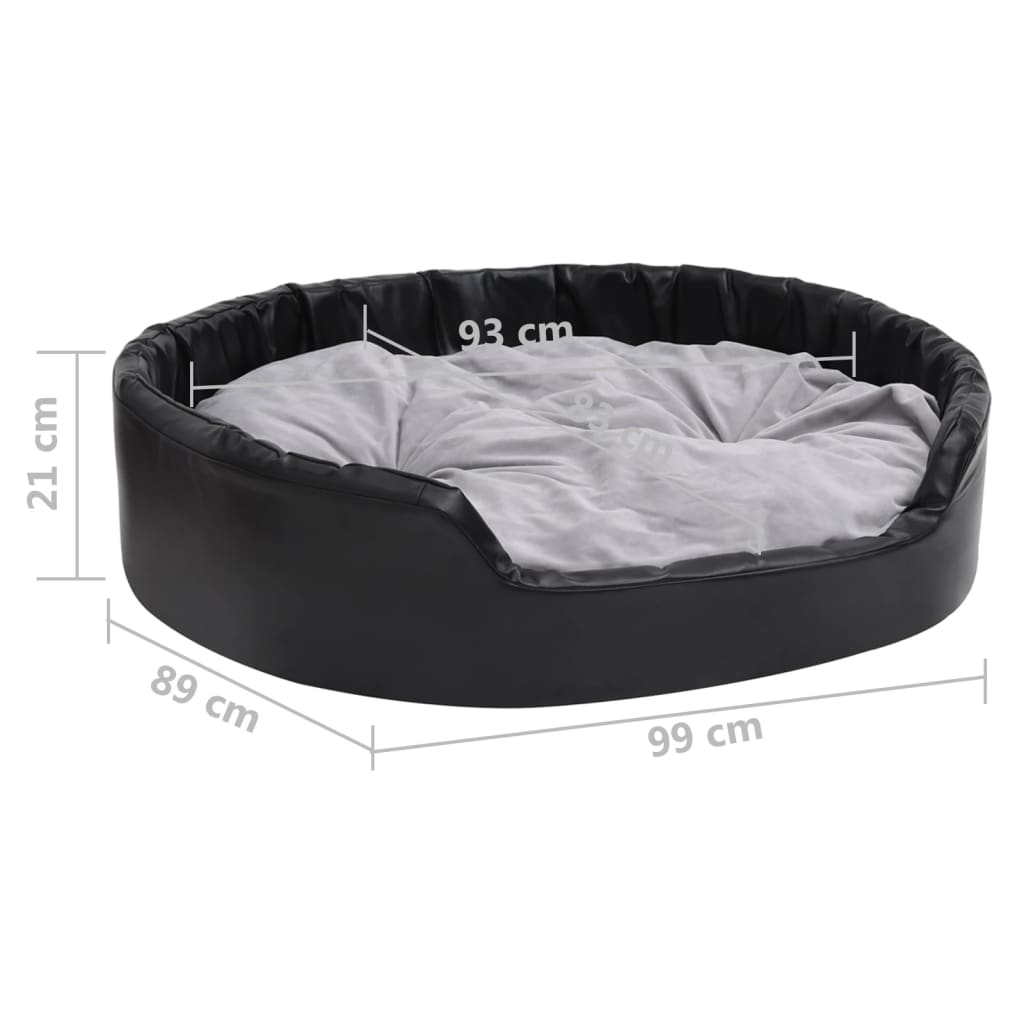 Dog Bed Black and Grey 99x89x21 cm Plush and Faux Leather