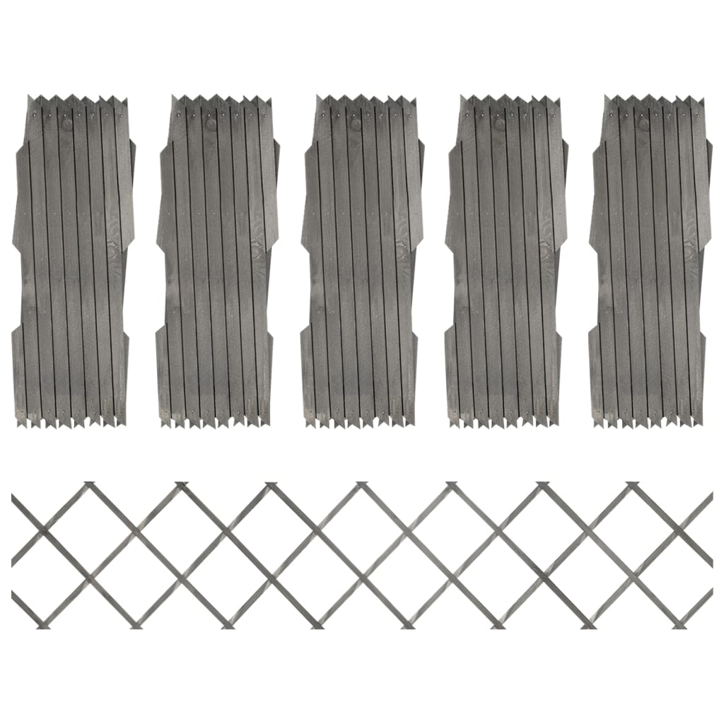 Trellis Fences 5 pcs Grey Solid Firwood 180x30 cm