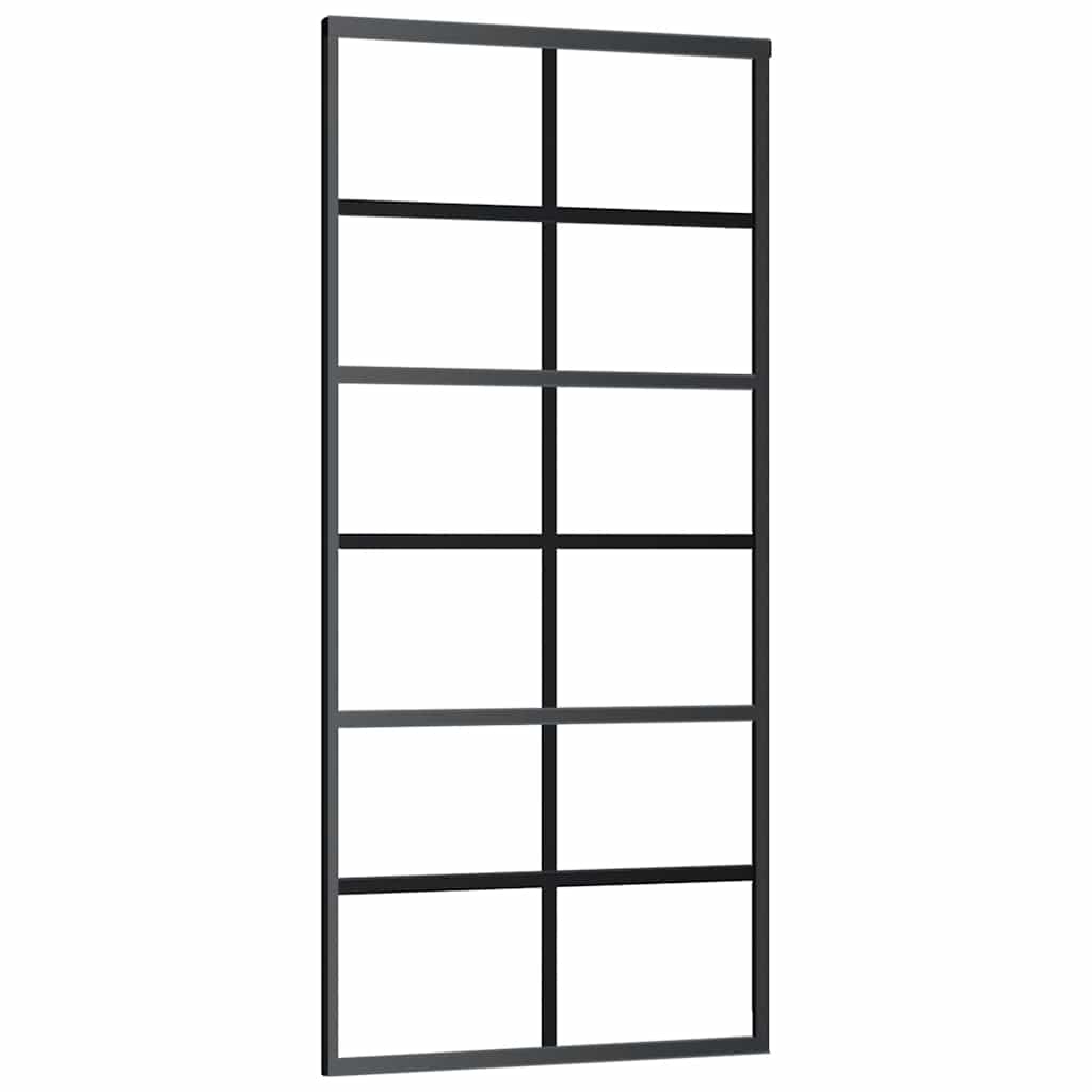 Sliding Door ESG Glass and Aluminium 90x205 cm Black