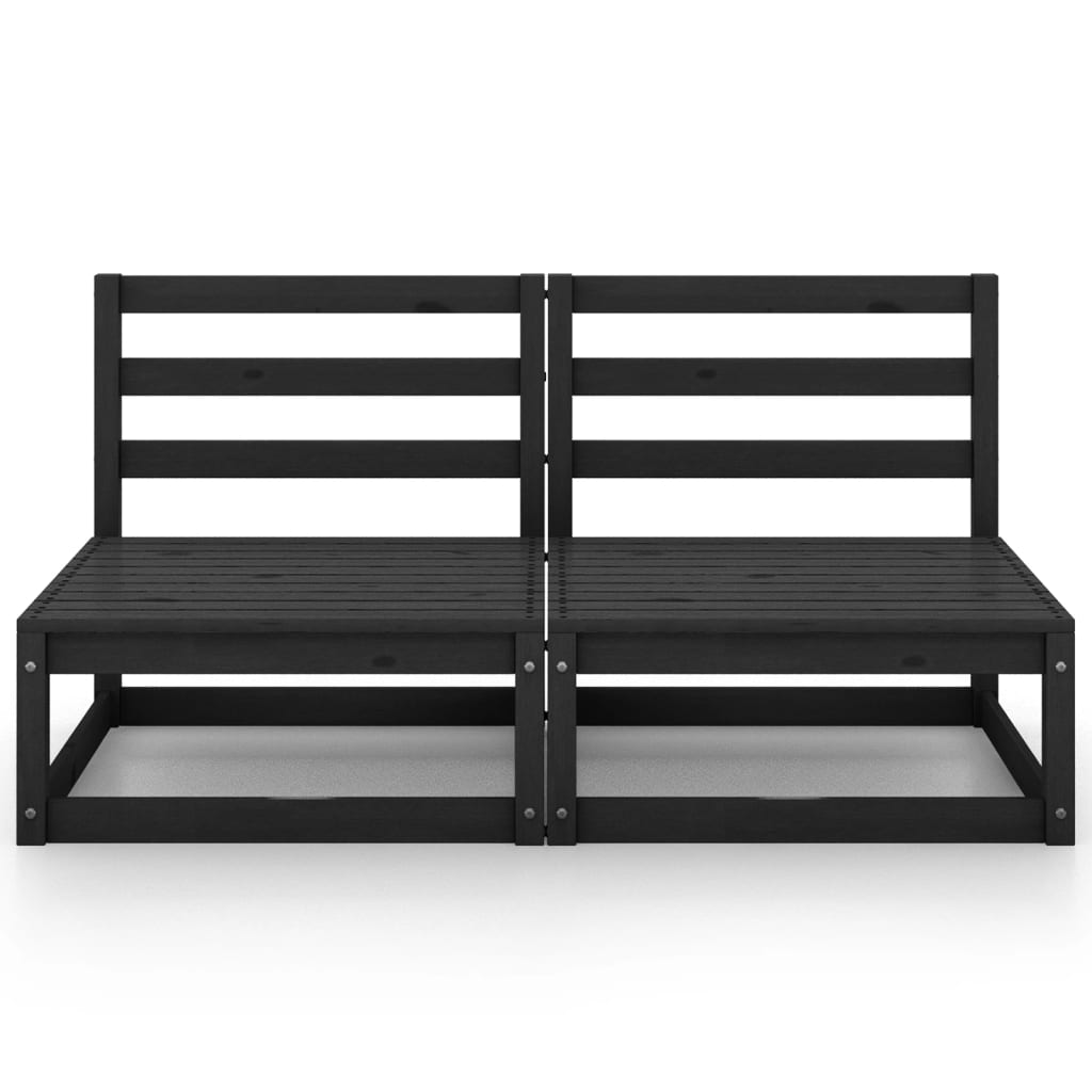 Garden 2-Seater Sofa Black Solid Pinewood