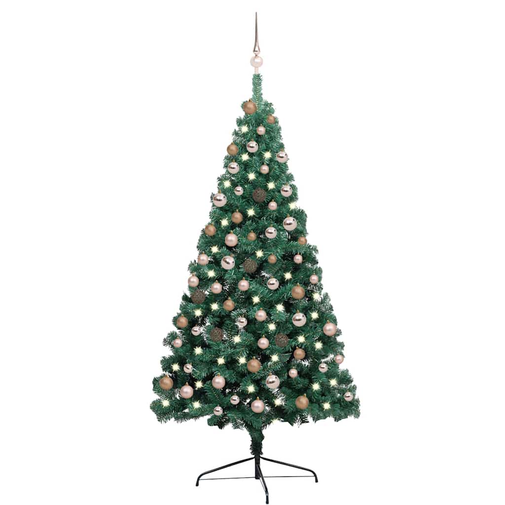 Artificial Half Pre-lit Christmas Tree with Ball Set Green 180 cm
