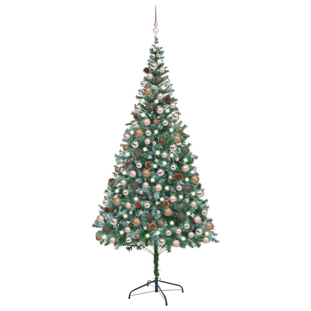 Artificial Pre-lit Christmas Tree with Ball Set Pinecones 210 cm