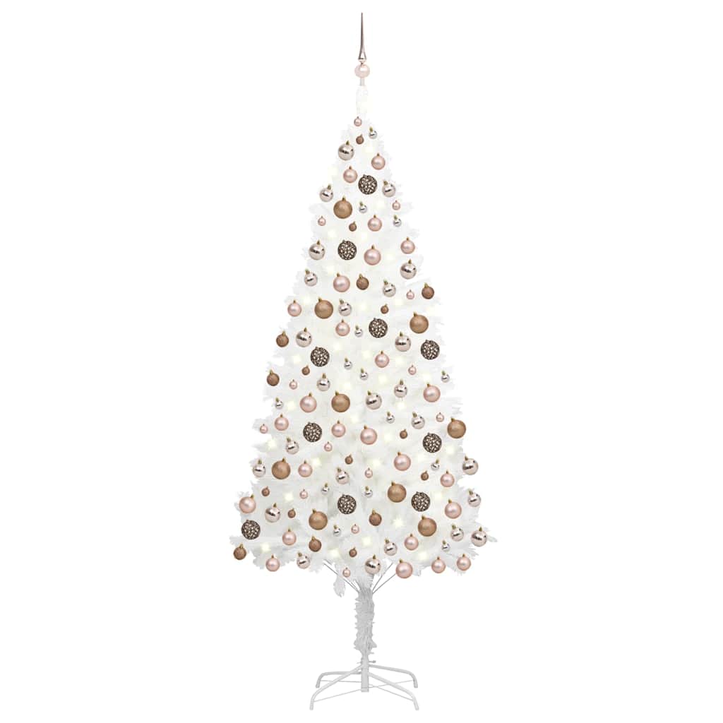 Artificial Pre-lit Christmas Tree with Ball Set White 240 cm