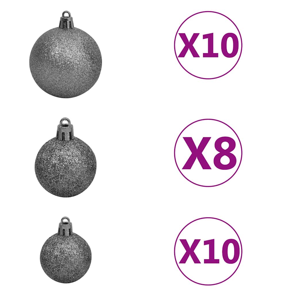 Artificial Pre-lit Christmas Tree with Ball Set Pink 210 cm PVC