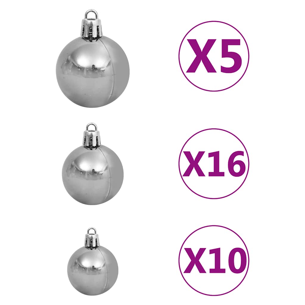 Artificial Pre-lit Christmas Tree with Ball Set Silver 240 cm PET