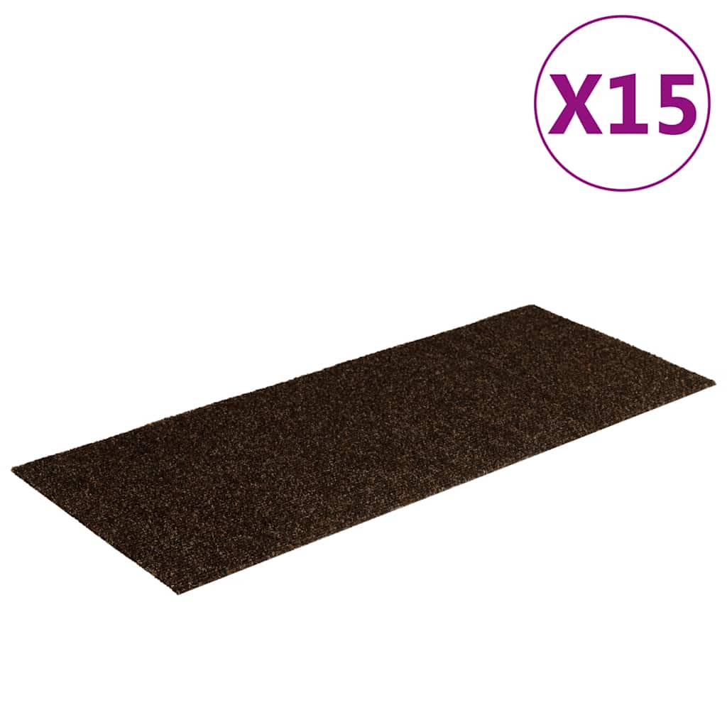 Stair Mats Self-adhesive 15 pcs 60x25 cm Brown Rectangular