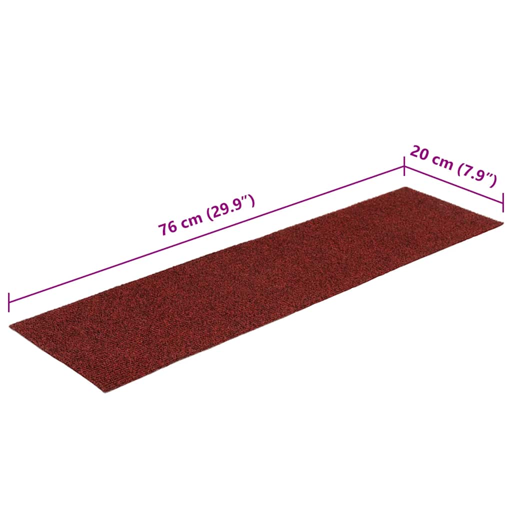Stair Mats Self-adhesive 15 pcs 76x20 cm Bordeaux Red Rectangular