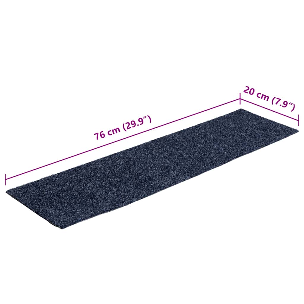 Stair Mats Self-adhesive 15 pcs 76x20 cm Grey Blue Rectangular