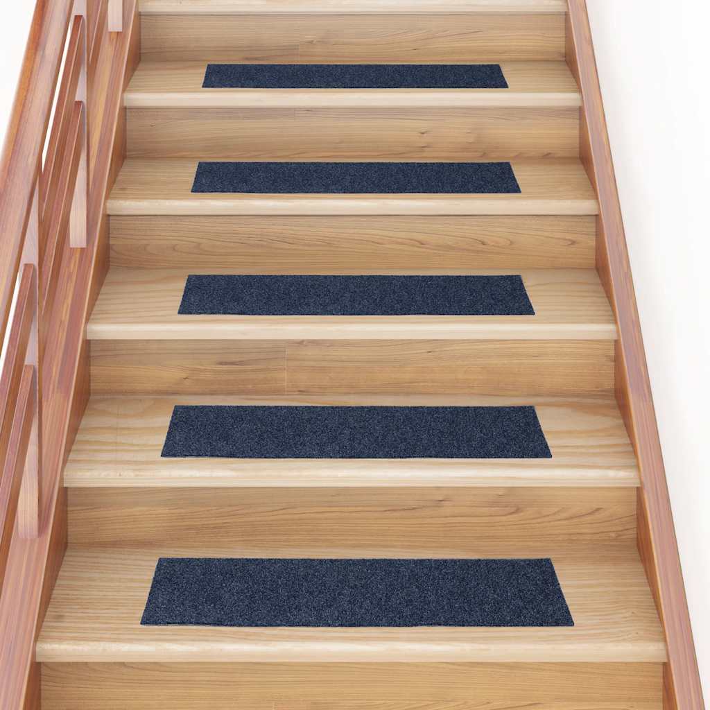 Stair Mats Self-adhesive 15 pcs 76x20 cm Grey Blue Rectangular
