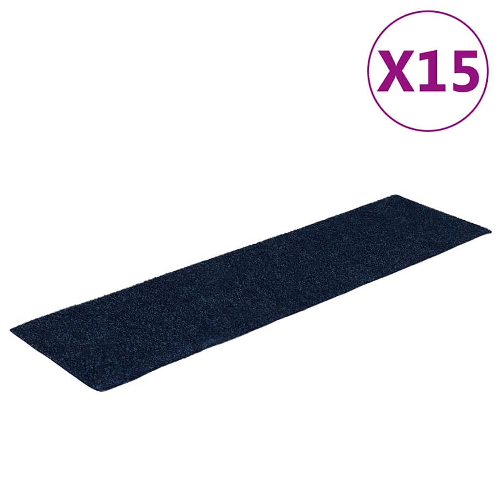 Stair Mats Self-adhesive 15 pcs 76x20 cm Navy Rectangular