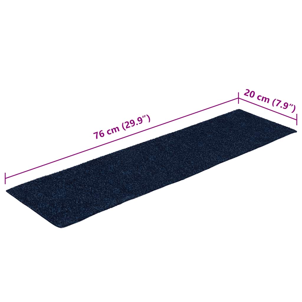 Stair Mats Self-adhesive 15 pcs 76x20 cm Navy Rectangular