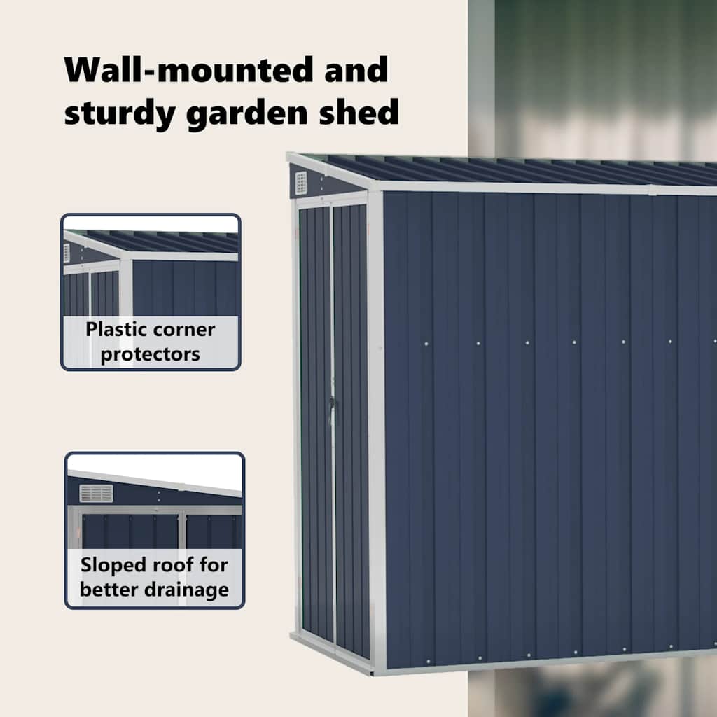 Wall-mounted Garden Shed Anthracite 118x382x178 cm Steel