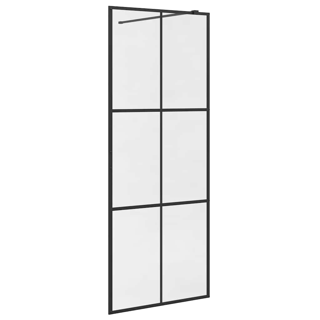 Walk-in Shower Wall with Clear ESG Glass 80x195 cm Black