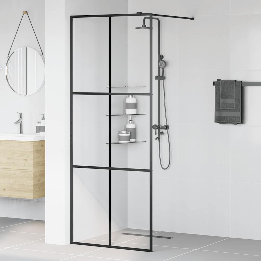Walk-in Shower Wall with Clear ESG Glass 80x195 cm Black