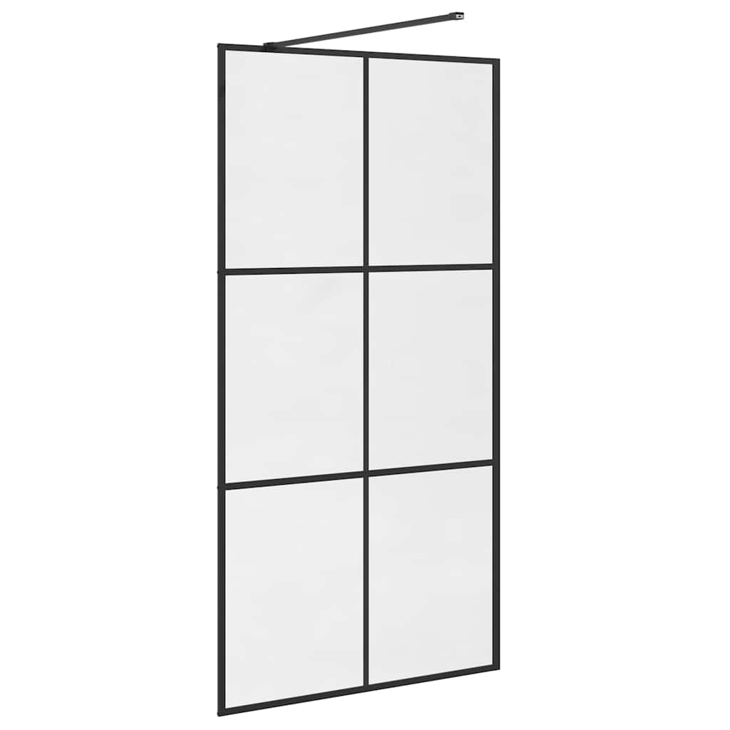 Walk-in Shower Wall with Clear ESG Glass 100x195 cm Black
