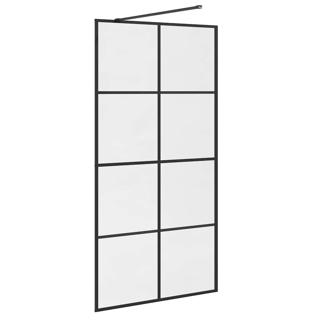 Walk-in Shower Wall with Clear ESG Glass 100x195 cm Black