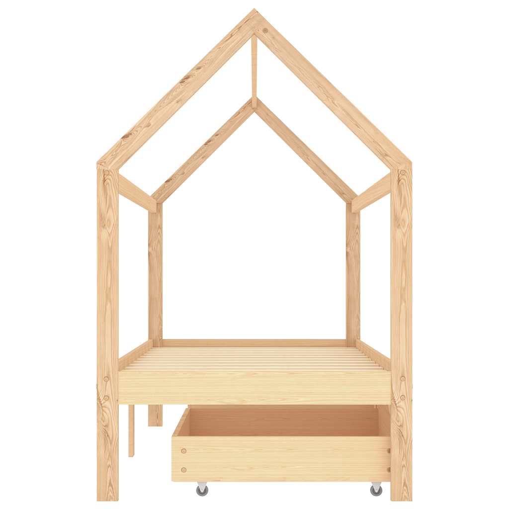 Kids Bed Frame with Drawers Solid Pine Wood 90x200 cm