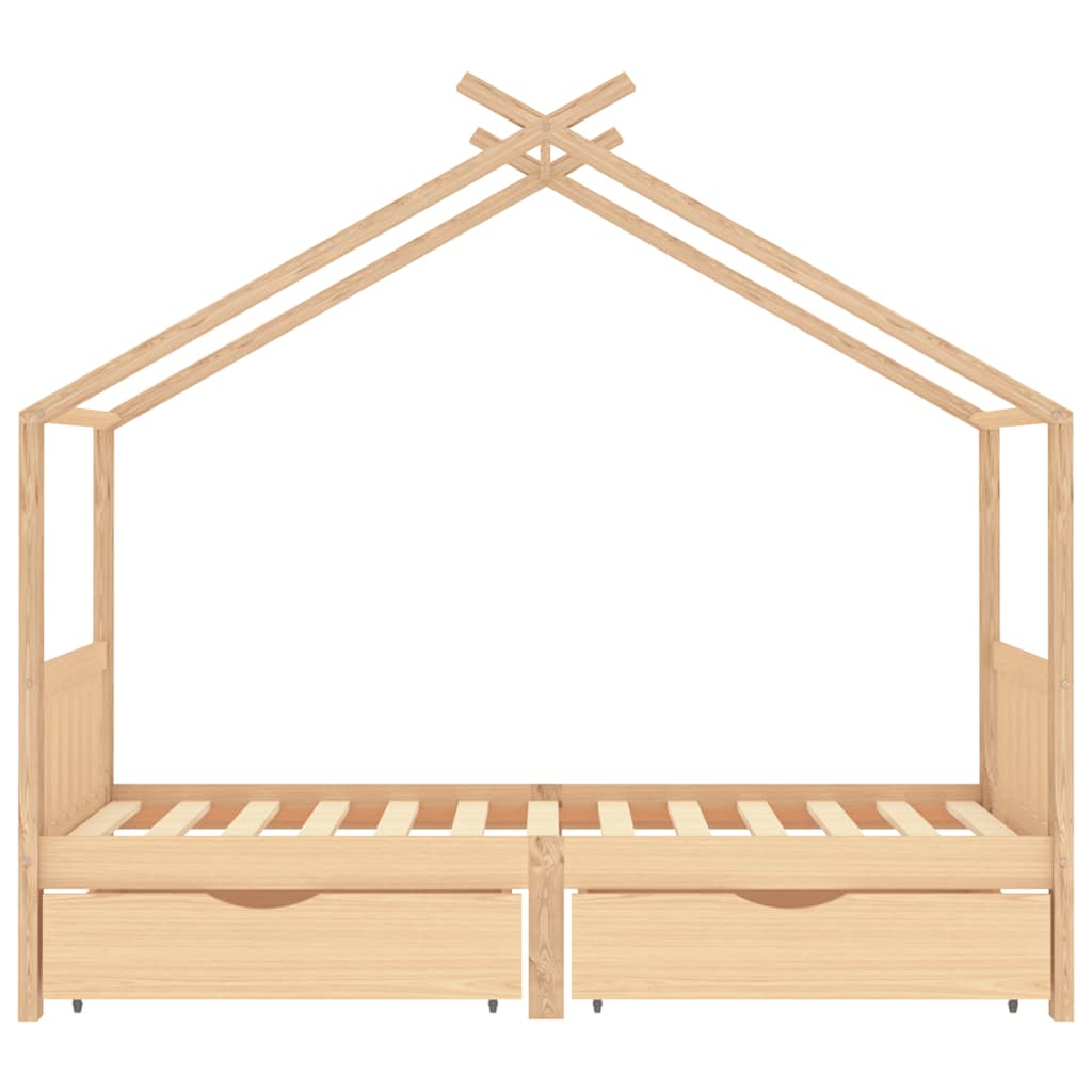 Kids Bed Frame with Drawers Solid Pine Wood 90x200 cm