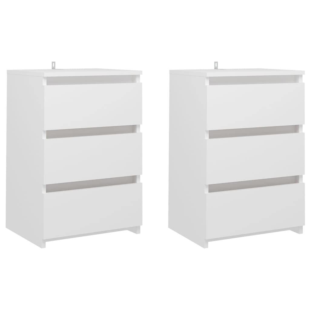Bed Cabinets 2 pcs White 40x35x62.5 cm Engineered Wood