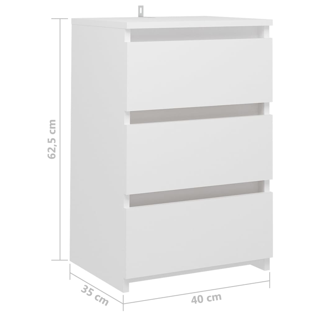 Bed Cabinets 2 pcs White 40x35x62.5 cm Engineered Wood