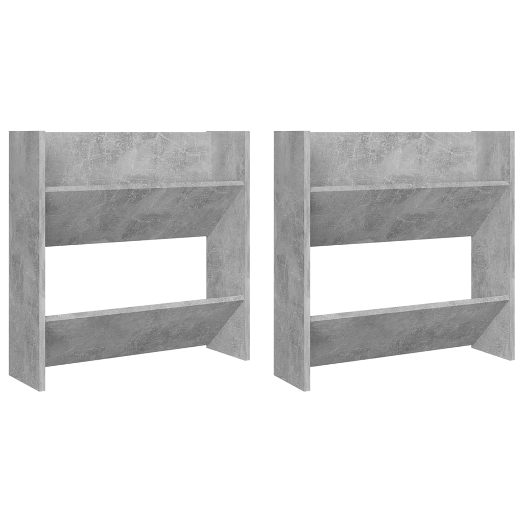 Wall Shoe Cabinets 2 pcs Concrete Grey 60x18x60 cm Engineered Wood