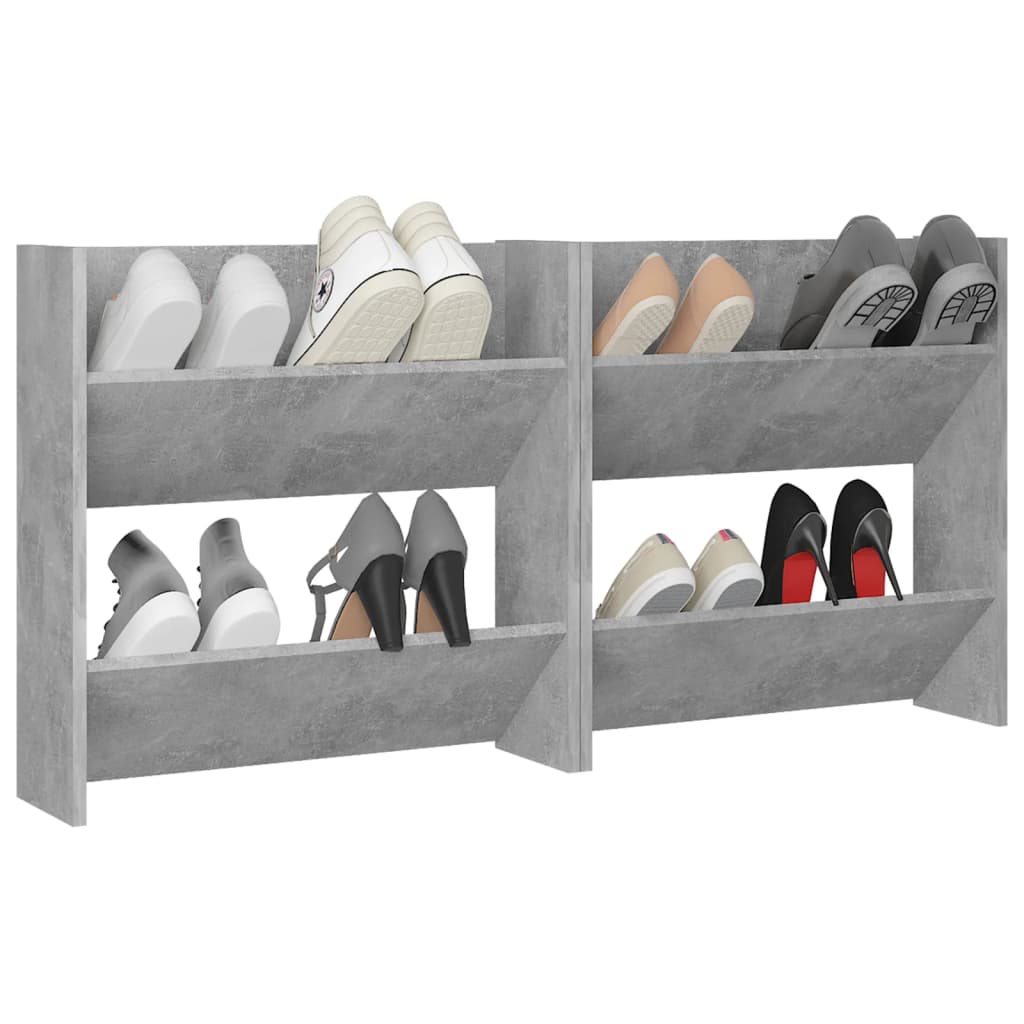 Wall Shoe Cabinets 2 pcs Concrete Grey 60x18x60 cm Engineered Wood