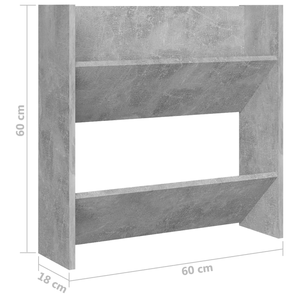 Wall Shoe Cabinets 2 pcs Concrete Grey 60x18x60 cm Engineered Wood