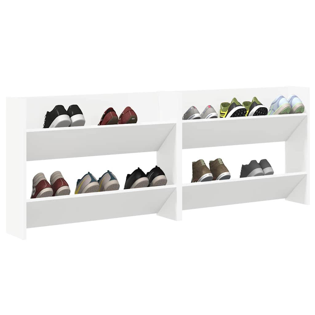 Wall Shoe Cabinet 2 pcs White 80x18x60 cm Engineered Wood