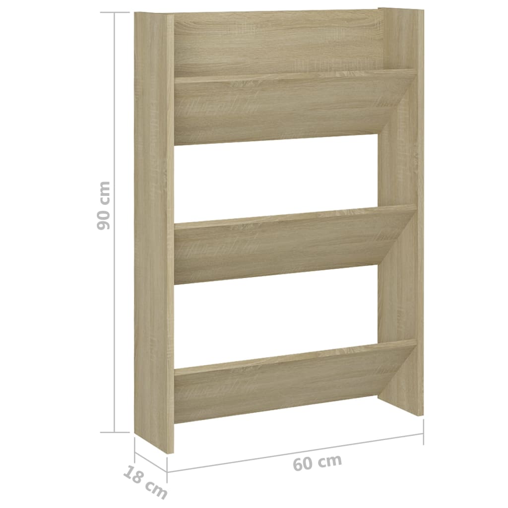Wall Shoe Cabinet Sonoma Oak 60x18x90 cm Engineered Wood