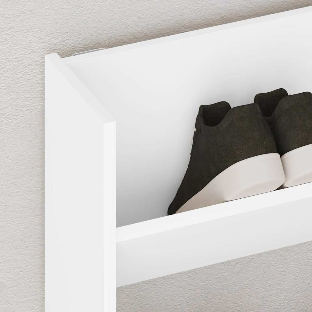 Wall Shoe Cabinet White 80x18x90 cm Engineered Wood