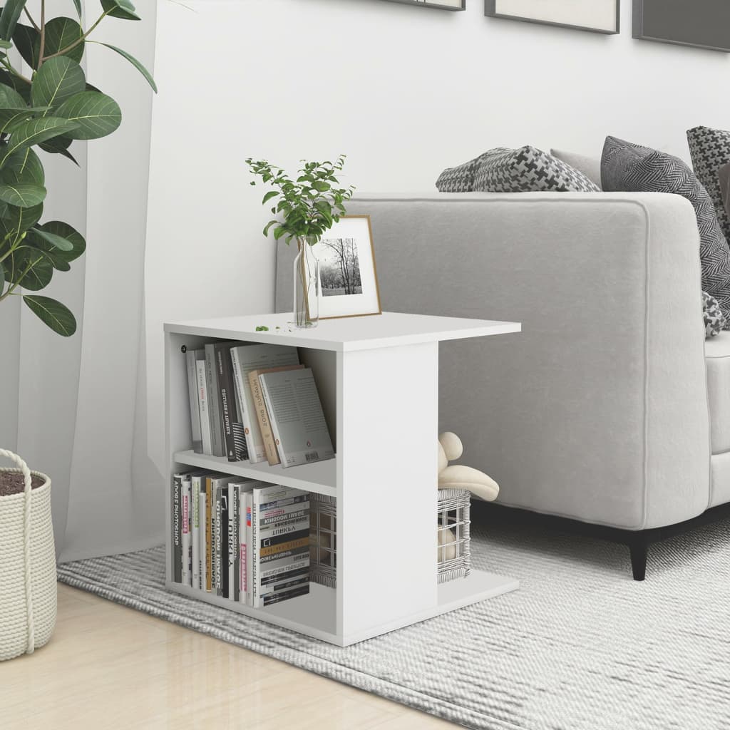 Side Table White 45x45x48 cm Engineered Wood