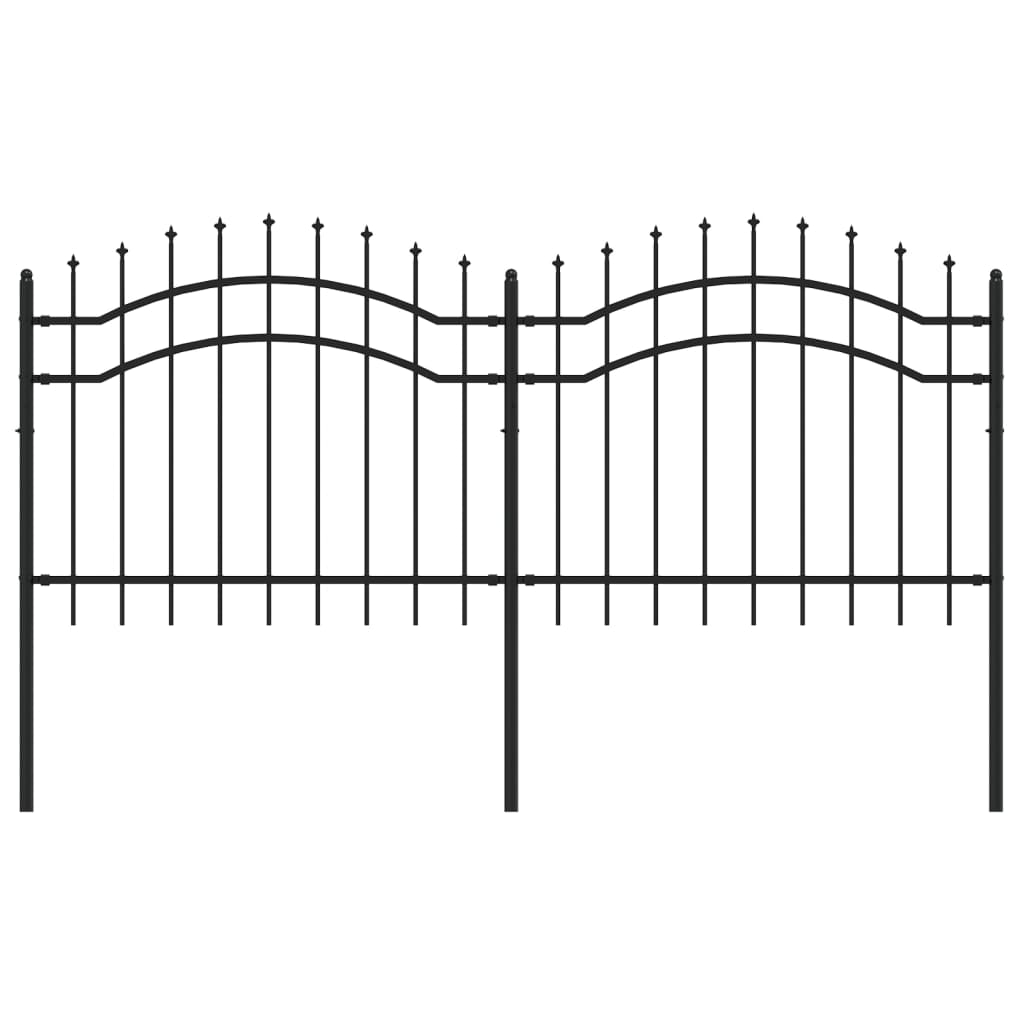 Garden Fence with Spear Top Black 239x100 cm Powder-coated Steel