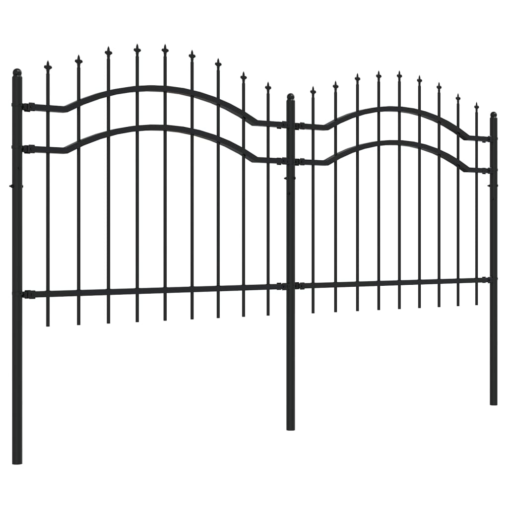 Garden Fence with Spear Top Black 239x100 cm Powder-coated Steel