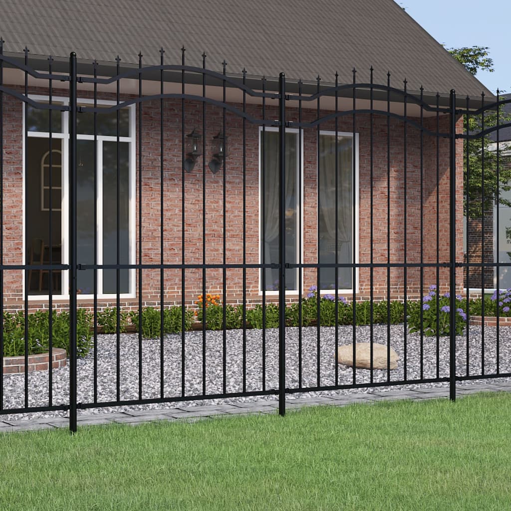 Garden Fence with Spear Top Black 239x175 cm Powder-coated Steel
