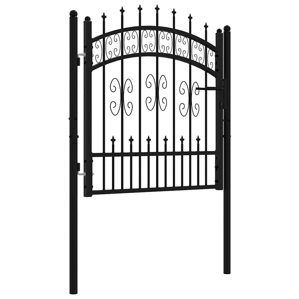 Fence Gate with Spear Top Black 103x100 cm Powder-coated Steel