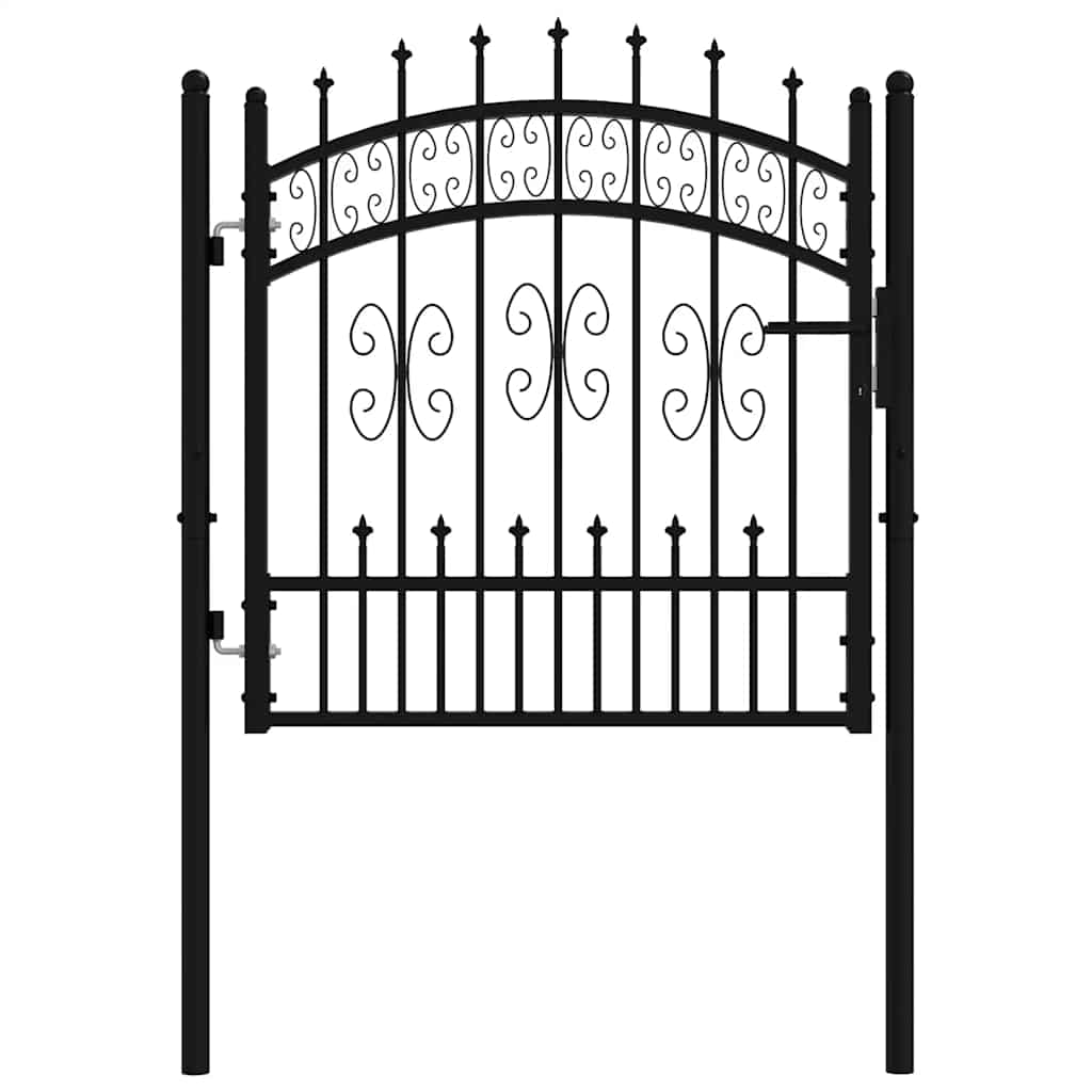 Fence Gate with Spear Top Black 103x100 cm Powder-coated Steel