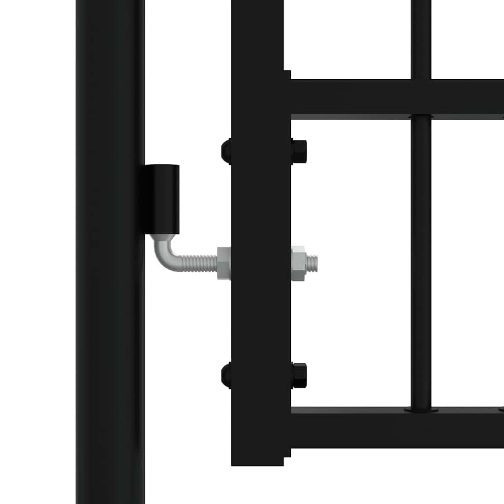 Fence Gate with Spear Top Black 406x100 cm Powder-coated Steel