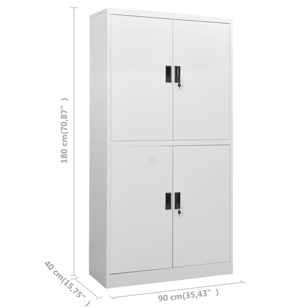 Office Cabinet Light Grey 90x40x180 cm Steel