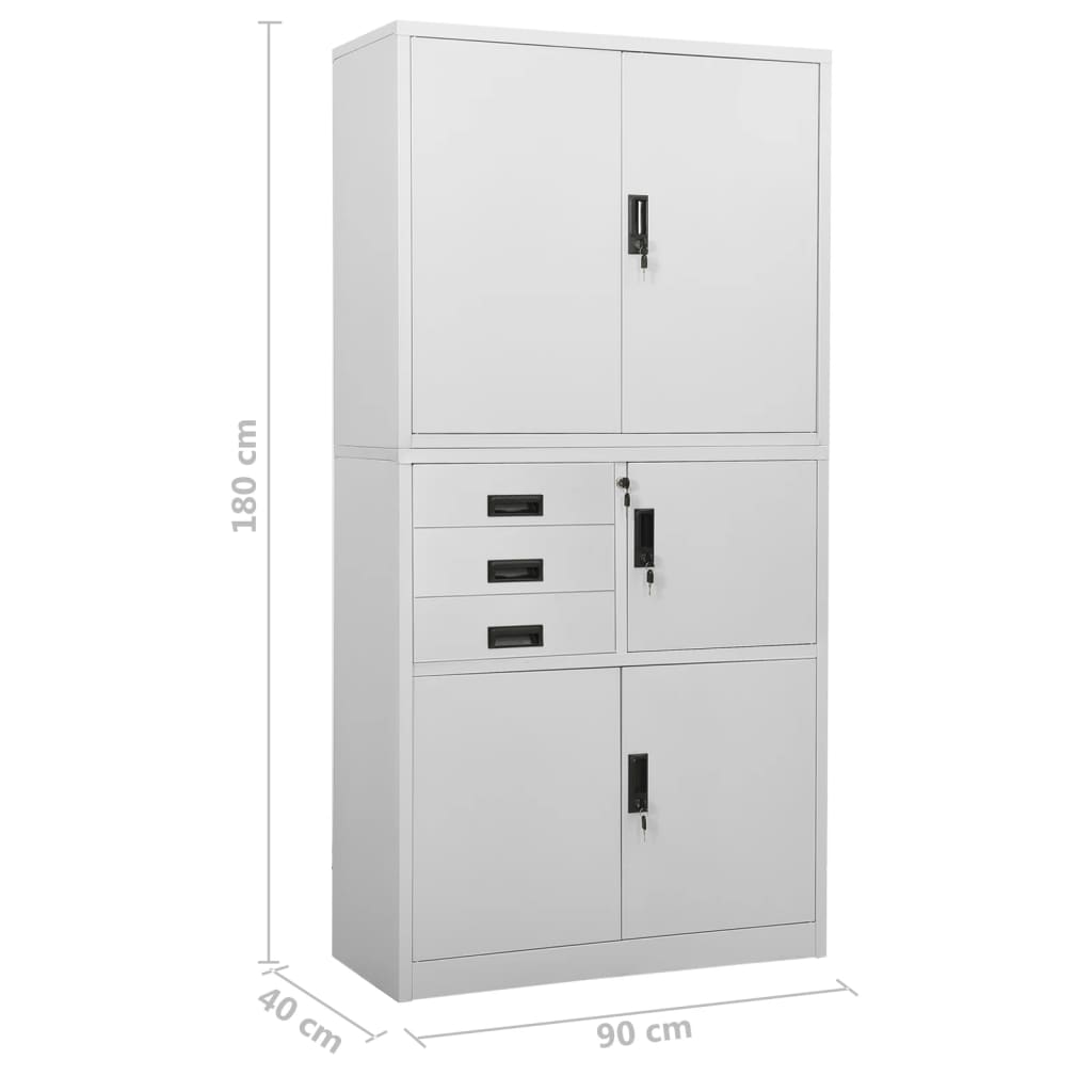 Office Cabinet Light Grey 90x40x180 cm Steel